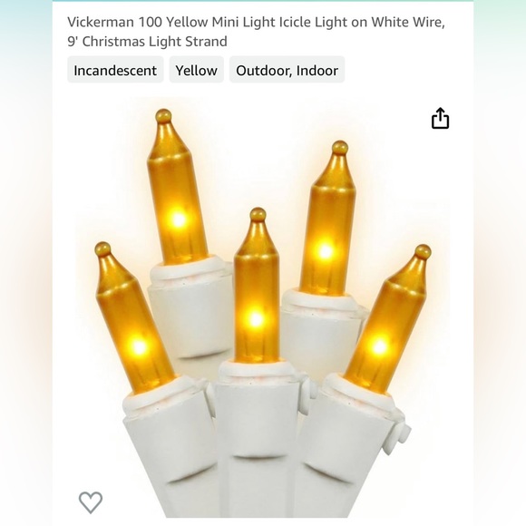 NWOT 100lt yellow icicle set white white plug 9 long 4 spacing 5.5 drop🎄🎆 - Picture 2 of 4